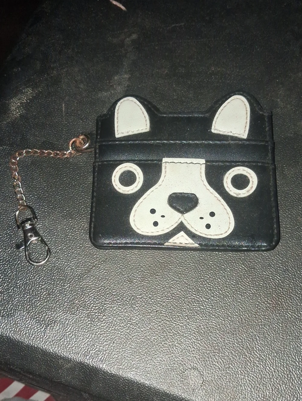 No Boundaries Black and White Dog Face Card Holder with Clip